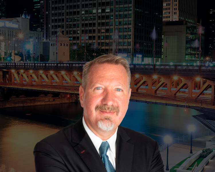 David S. Olshansky with Chicago Bridge in the background